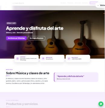 Plantilla de ejemplo: Música y clases de arte