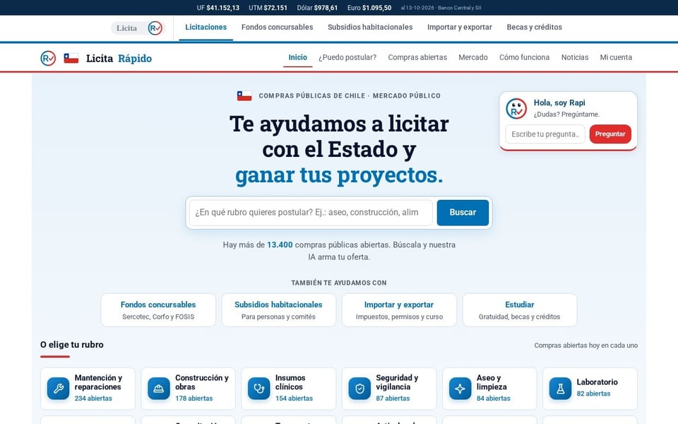 Portada de licitarapido.cl